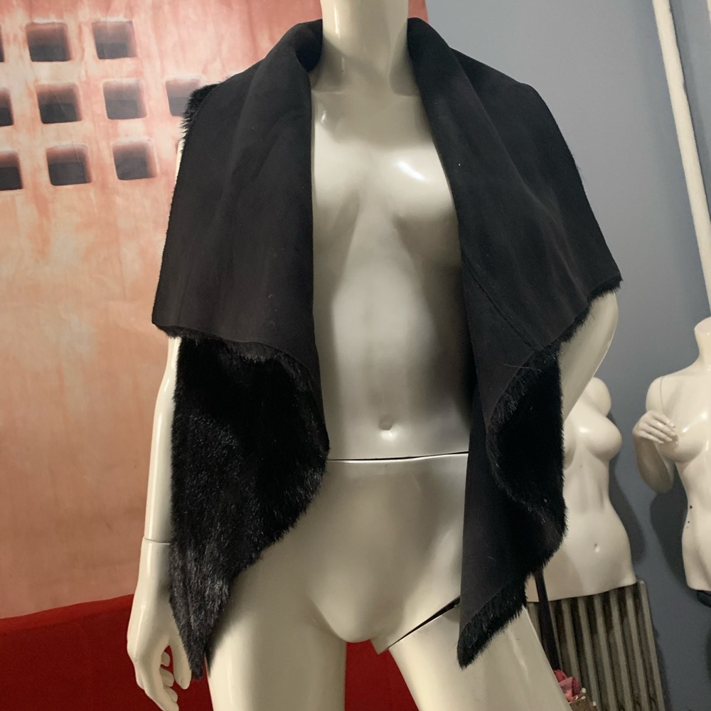 Black Reversible faux fur suede BEBE vest